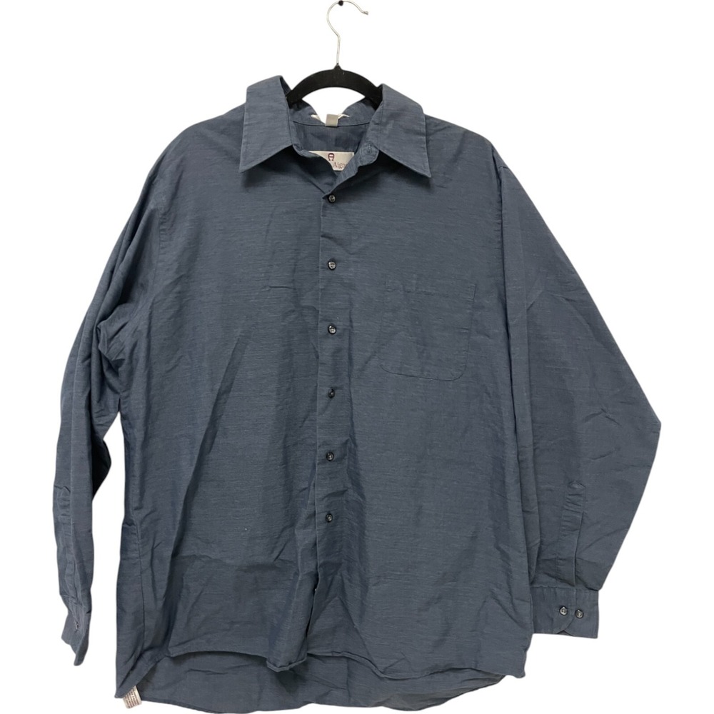 Etienne Aigner Dress Shirt Mens Size XL‎ 17 34/35 Blue Regular Fit Long Sleeve